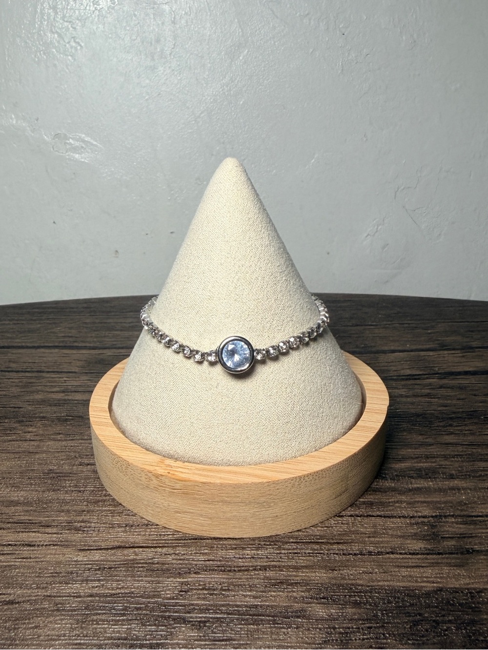 Silver Bracelet with Light Blue Center Stone